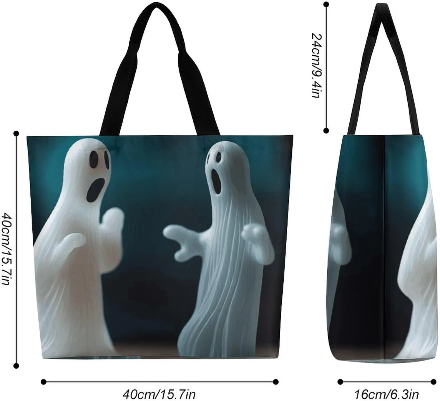 Tote Bag for Women Large Capacity Tote Bags Two Ghost Statues Handbag Crossbody Bag Shopping Bags Shoulder Bag