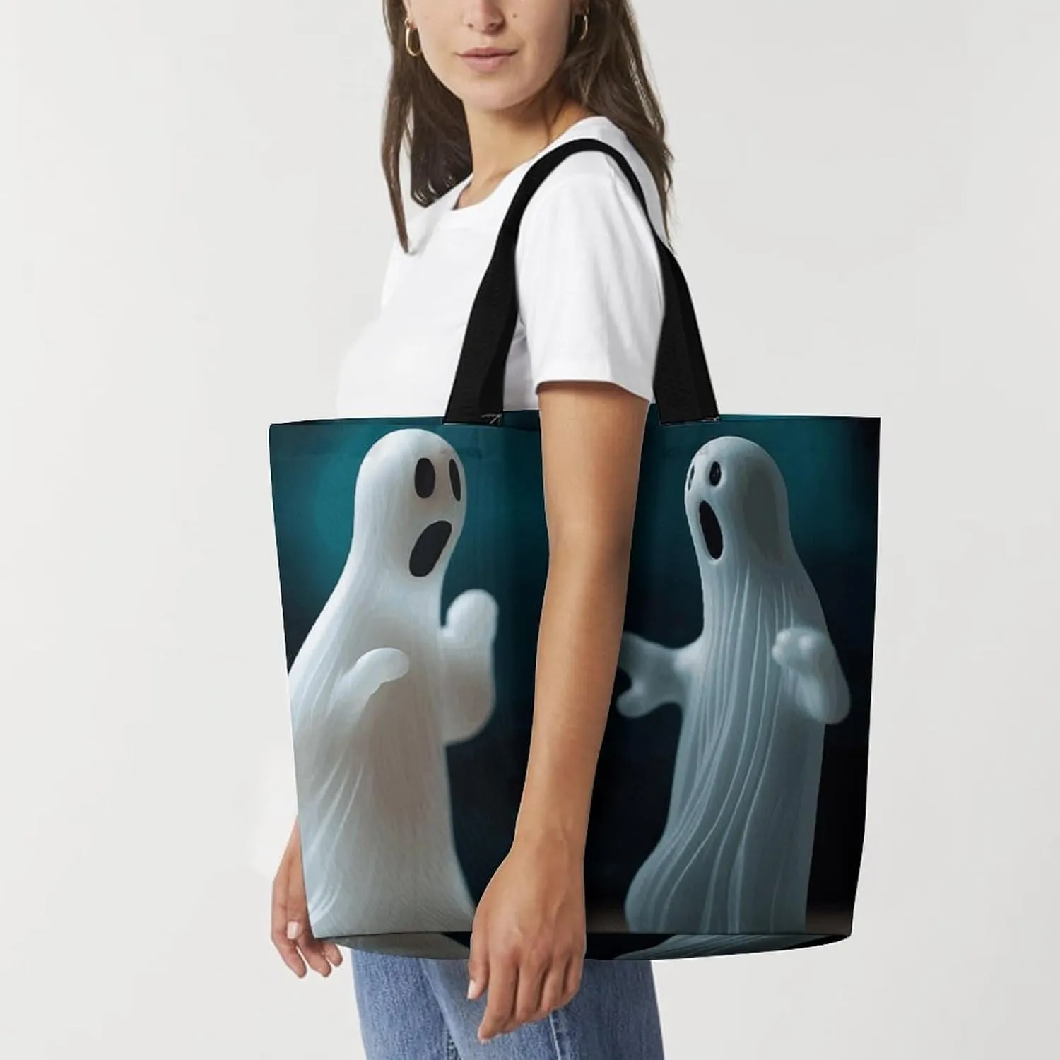 Tote Bag for Women Large Capacity Tote Bags Two Ghost Statues Handbag Crossbody Bag Shopping Bags Shoulder Bag