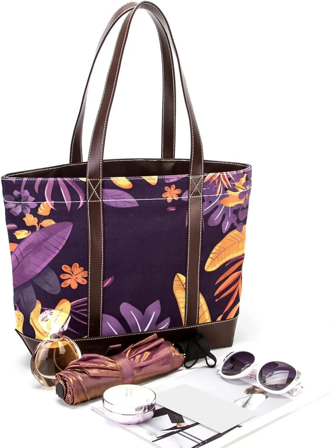 Tote Bag for Women, Large Tote Bags for Women, Tote Bag with Zipper, Summer Nautical Anchor Starfish, Totes for Women