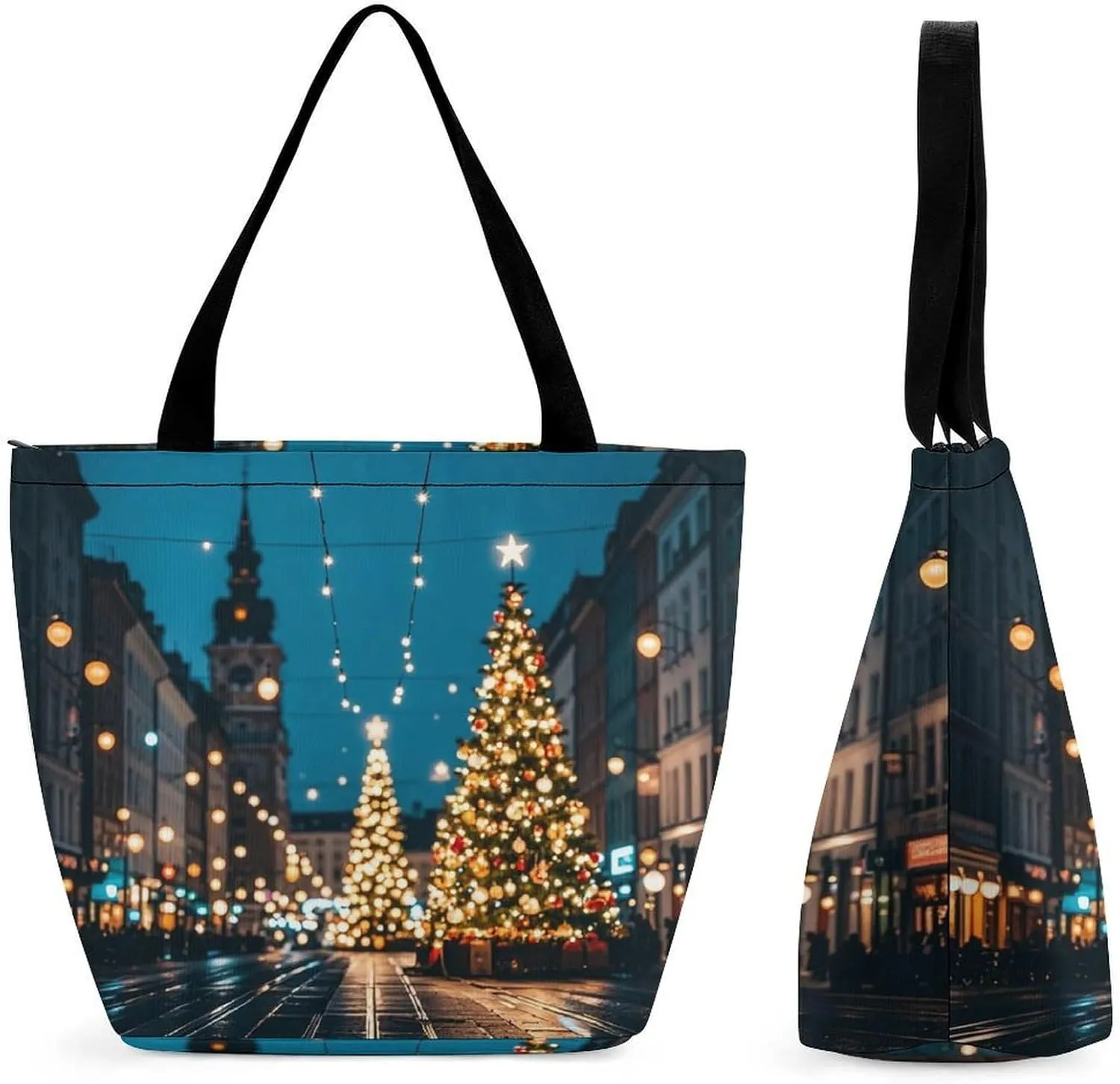 Tote Bag for Women Shoulder Tote Purse Reusable Grocery Bag The Lights Illuminated The Entire City Aesthetic Shopping Bags