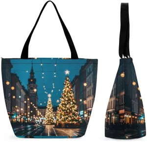 Tote Bag for Women Shoulder Tote Purse Reusable Grocery Bag The Lights Illuminated The Entire City Aesthetic Shopping Bags