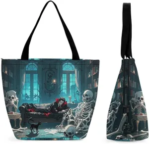 Tote Bag for Women Shoulder Tote Purse Reusable Grocery Bag Vampires in The Ancient Mansion Aesthetic Shopping Bags