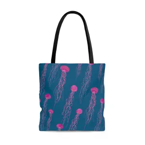 Tote Bag Pink Jellies in Dark Seas