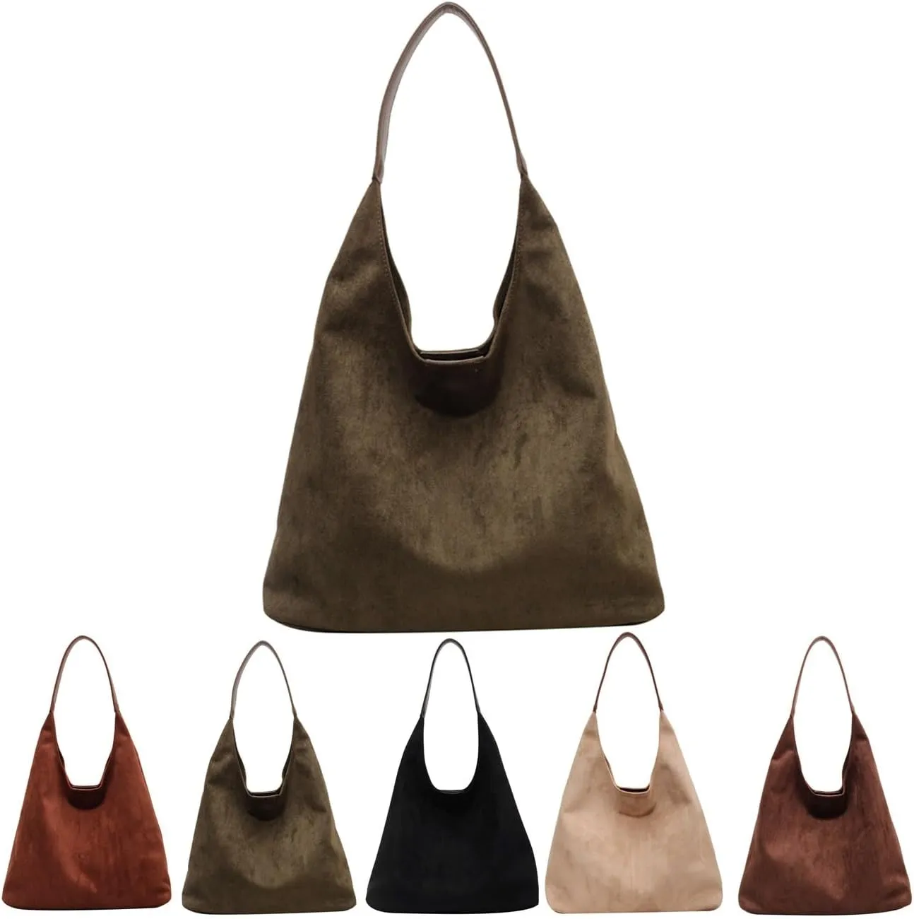 Tote Bags for Women Suede & Leather Hobo Shoulder Bag Fall Ladies Handbags Large Capacity Slouch Bag with Purses Bag