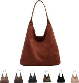 Tote Bags for Women Suede & Leather Hobo Shoulder Bag Fall Ladies Handbags Large Capacity Slouch Bag with Purses Bag