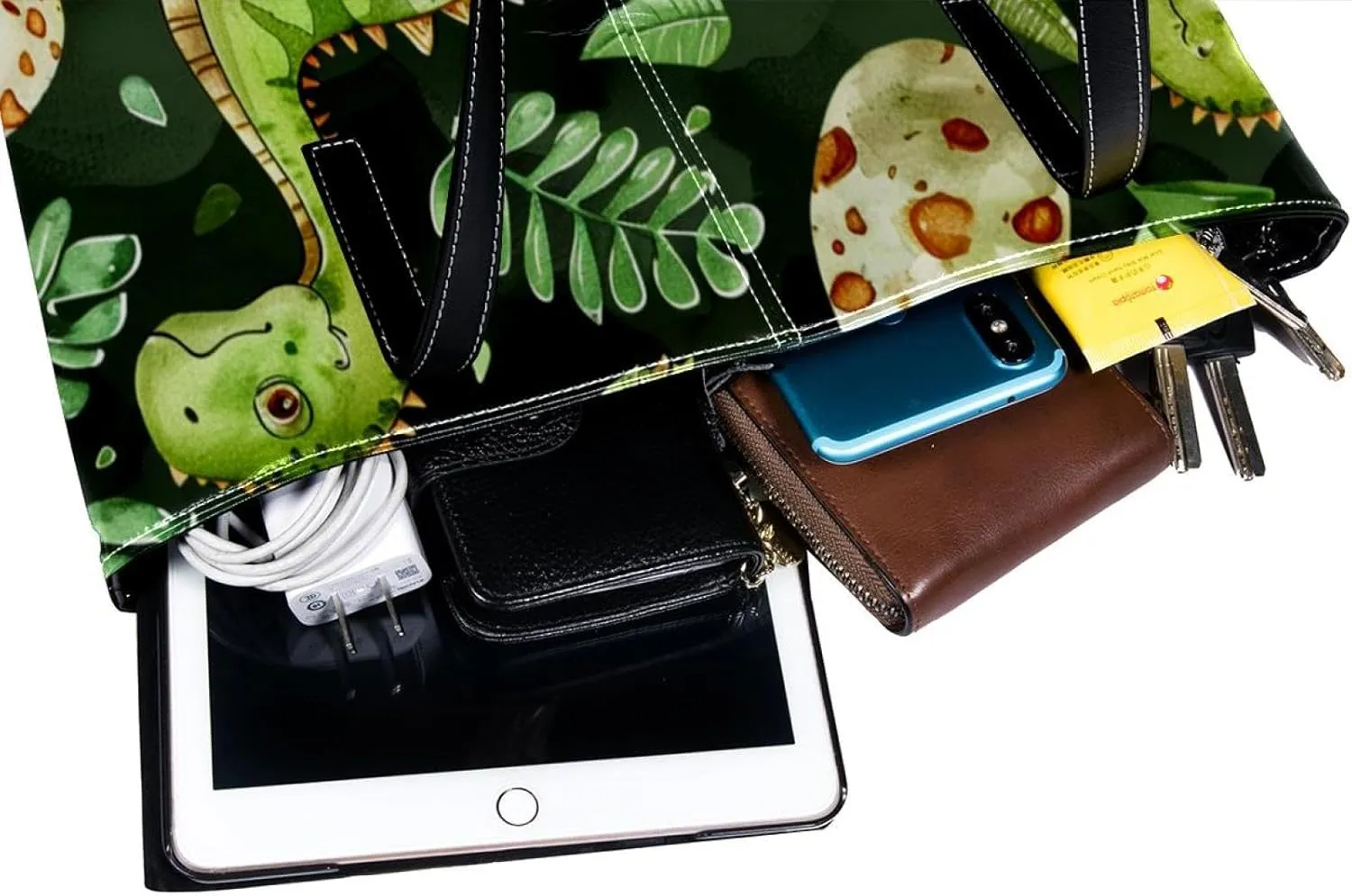 Tote Bags, Large Tote Bags for Women, Women's Tote Handbags, Cartoon Rainforest Dinosaur and Egg, Tote Bag for Work