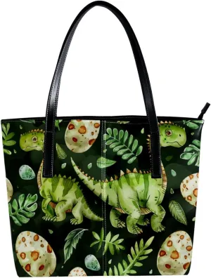 Tote Bags, Large Tote Bags for Women, Women's Tote Handbags, Cartoon Rainforest Dinosaur and Egg, Tote Bag for Work