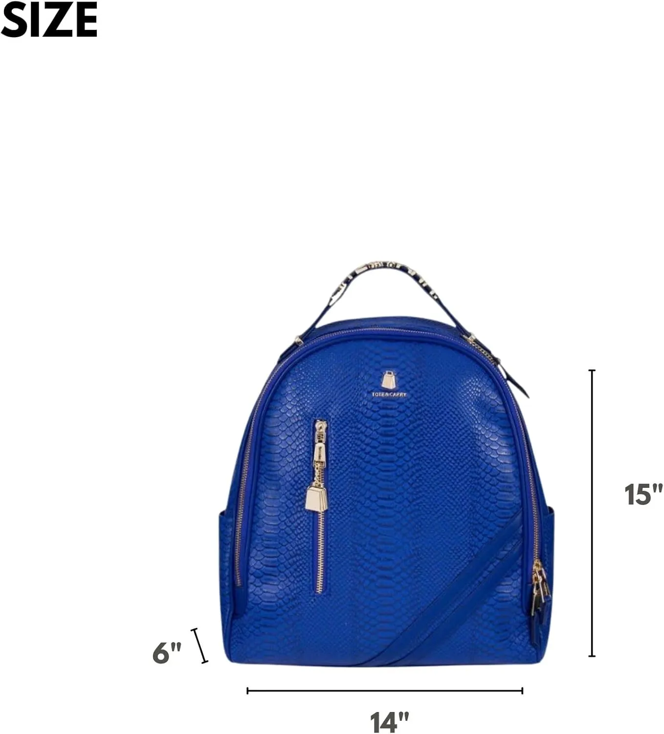 Tote&Carry Apollo BFF Backpack for Women, Vegan Leather, Water-Resistant, Carry-On Luggage for Travel, Work & Daily Use (Snake Skin, Royal Blue)