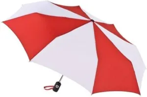 totes Auto Open Auto Close Umbrella 43" Arc Fits in Travel Bag, Color: Red/White