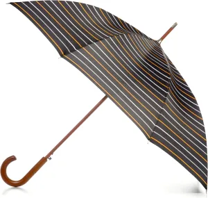 Totes Eco Auto Open Umbrella Classic Wooden J Stick Handle with Easy Grip - Windproof, Rainproof and Durable Canopy Design – Versatile Travel, Perfect for Rainy Days