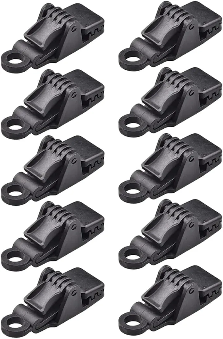 Toyvian 10Pcs Heavy Duty Tent Clips Plastic Clamp for Outdoor Camping Tarp Awning Press Lock Grip Durable Stable Tarp Holders for Secure Use