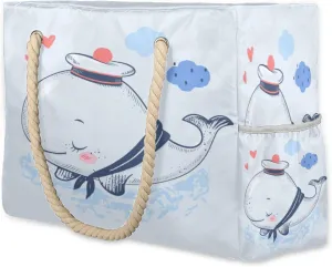 Travel Beach Bag Cute Whale Sailor Cartoon Travel Totes Bags for Women Beach Pool Bags Tote for Travel Large Gym Tote Carry On Bag