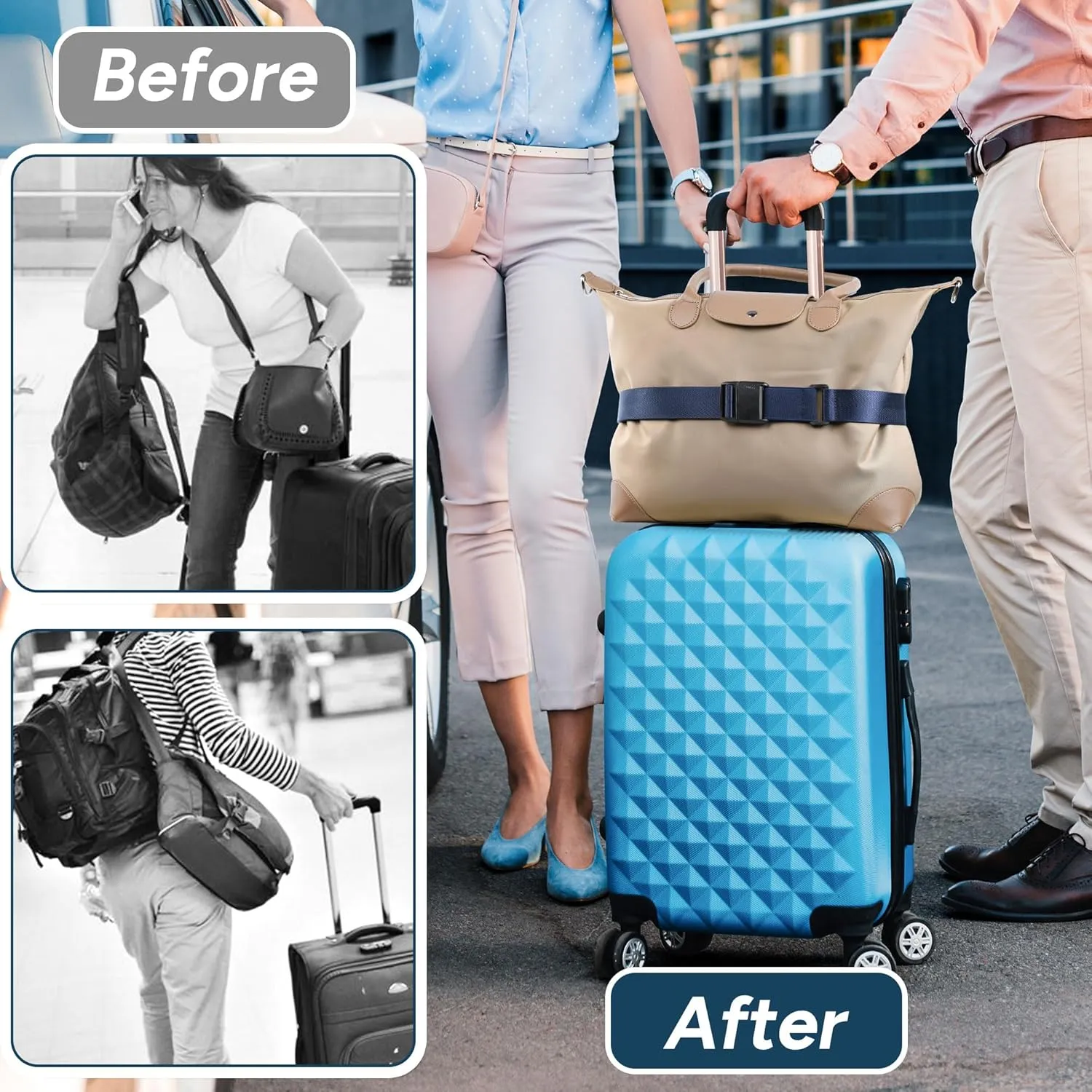 travel inspira Travel Belt for Luggage Magnetic Quick-Release Luggage Strap for Suitcases Add a Bag Convenience for Carry On Bags Lightweight Stylish and Easy Ideal Travel Accessory