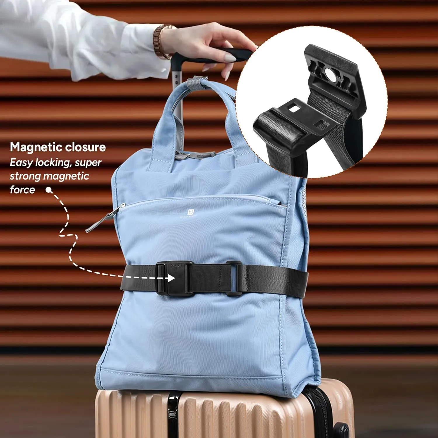 travel inspira Travel Belt for Luggage Magnetic Quick-Release Luggage Strap for Suitcases Add a Bag Convenience for Carry On Bags Lightweight Stylish and Easy Ideal Travel Accessory