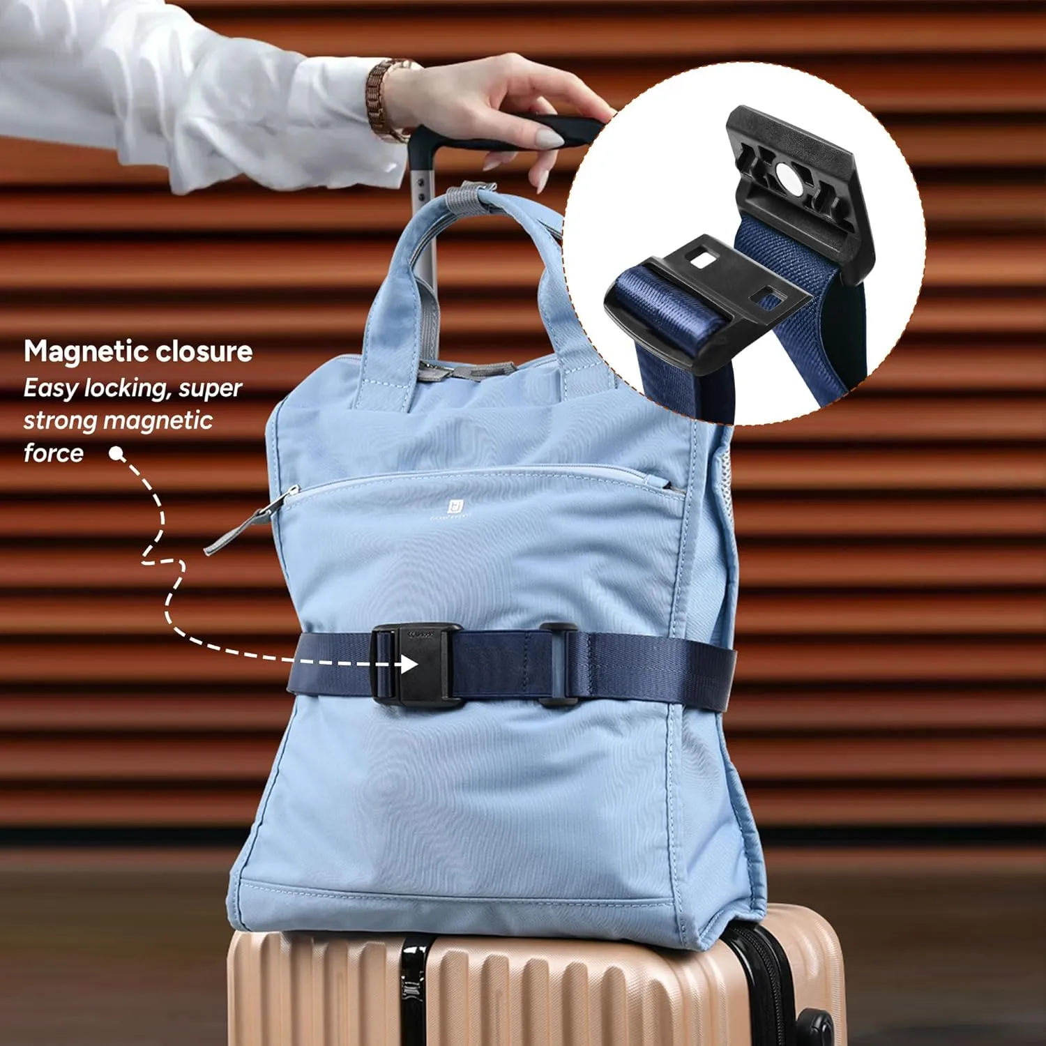 travel inspira Travel Belt for Luggage Magnetic Quick-Release Luggage Strap for Suitcases Add a Bag Convenience for Carry On Bags Lightweight Stylish and Easy Ideal Travel Accessory