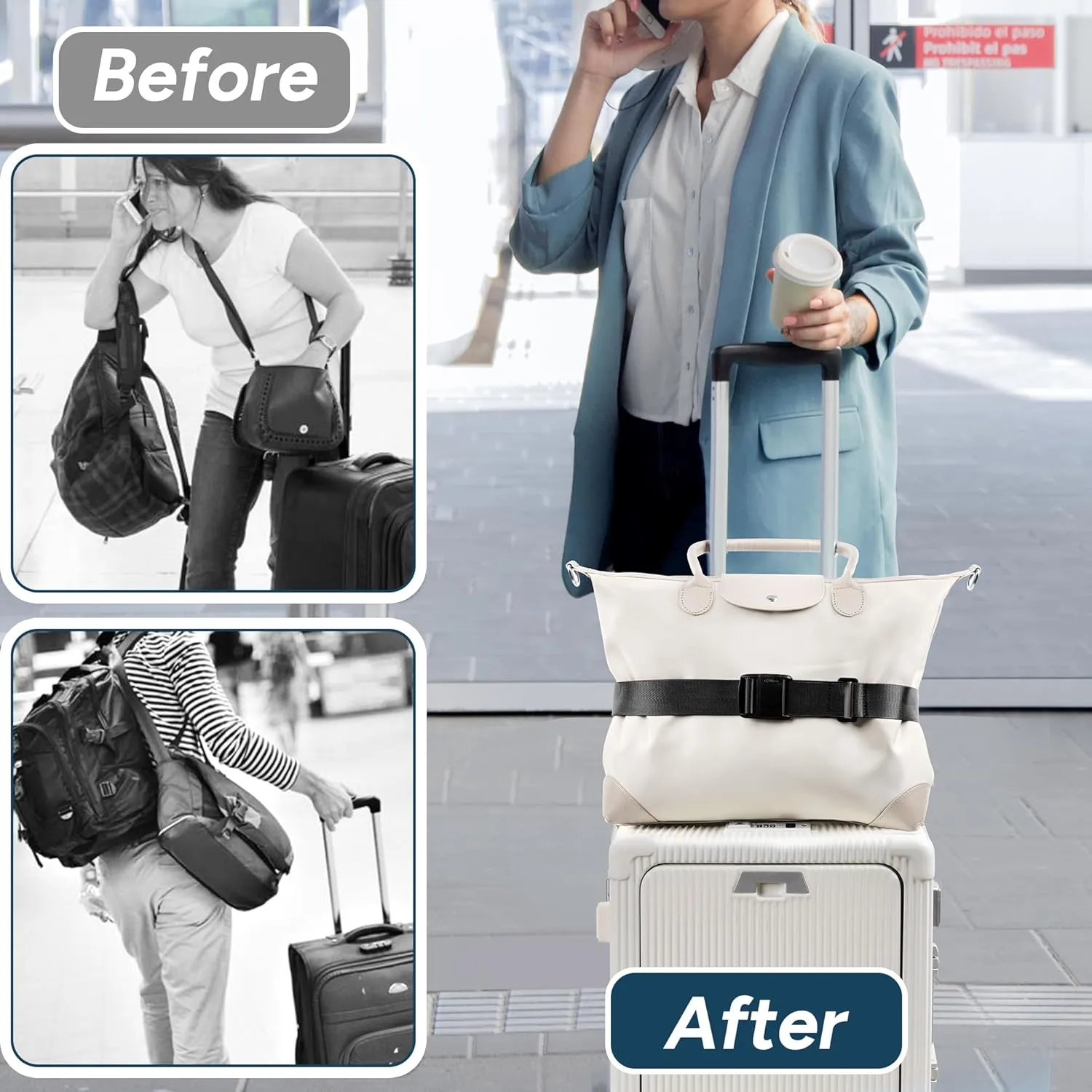 travel inspira Travel Belt for Luggage Magnetic Quick-Release Luggage Strap for Suitcases Add a Bag Convenience for Carry On Bags Lightweight Stylish and Easy Ideal Travel Accessory