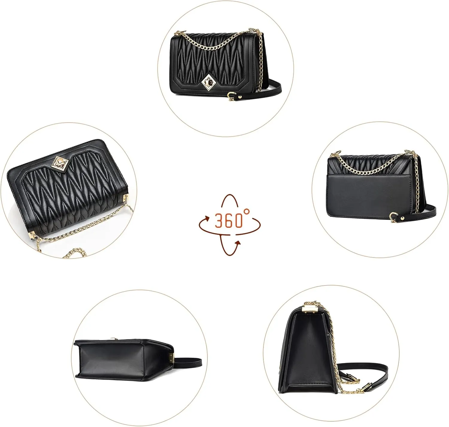 Travistar Crossbody Bags for Women Small Handbags PU Leather Shoulder Bag Purse Evening Bag Quilted Satchels with Chain Strap