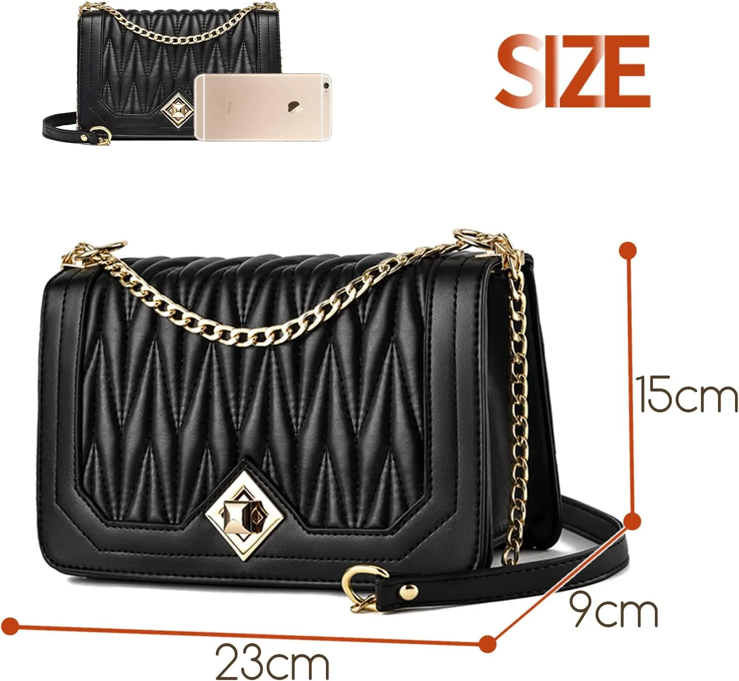 Travistar Crossbody Bags for Women Small Handbags PU Leather Shoulder Bag Purse Evening Bag Quilted Satchels with Chain Strap