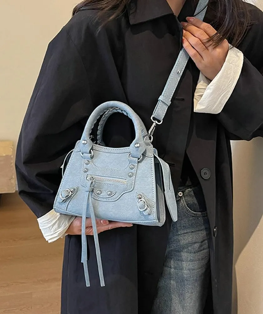 Trendy Vegan Leather Crossbody Bags for Women Small Shoulder Tote Purse Y2k Rivet Handbags Designer Satchels 2025