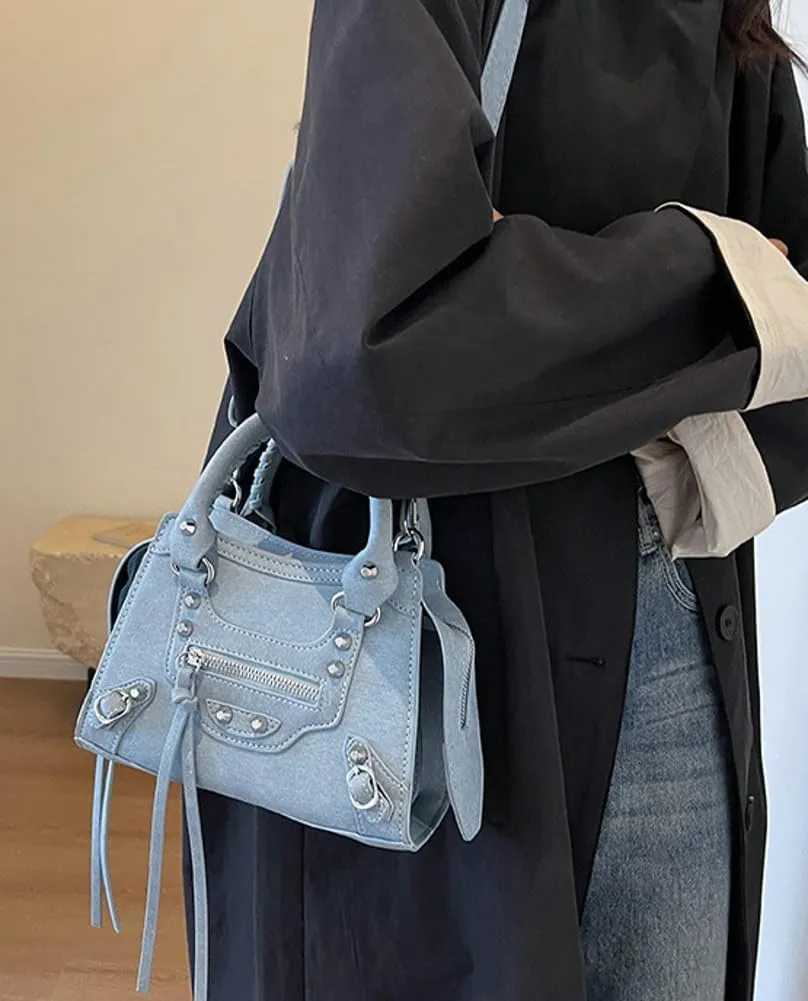 Trendy Vegan Leather Crossbody Bags for Women Small Shoulder Tote Purse Y2k Rivet Handbags Designer Satchels 2025