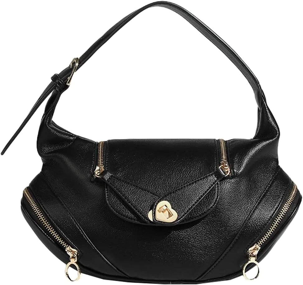 Trendy Vegan Leather Shoulder Bags for Women Small Commuting Tote Purse Handbags Designer Satchels with Buckle