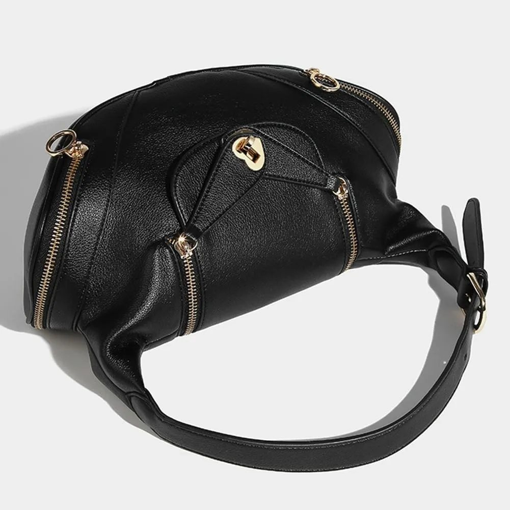 Trendy Vegan Leather Shoulder Bags for Women Small Commuting Tote Purse Handbags Designer Satchels with Buckle