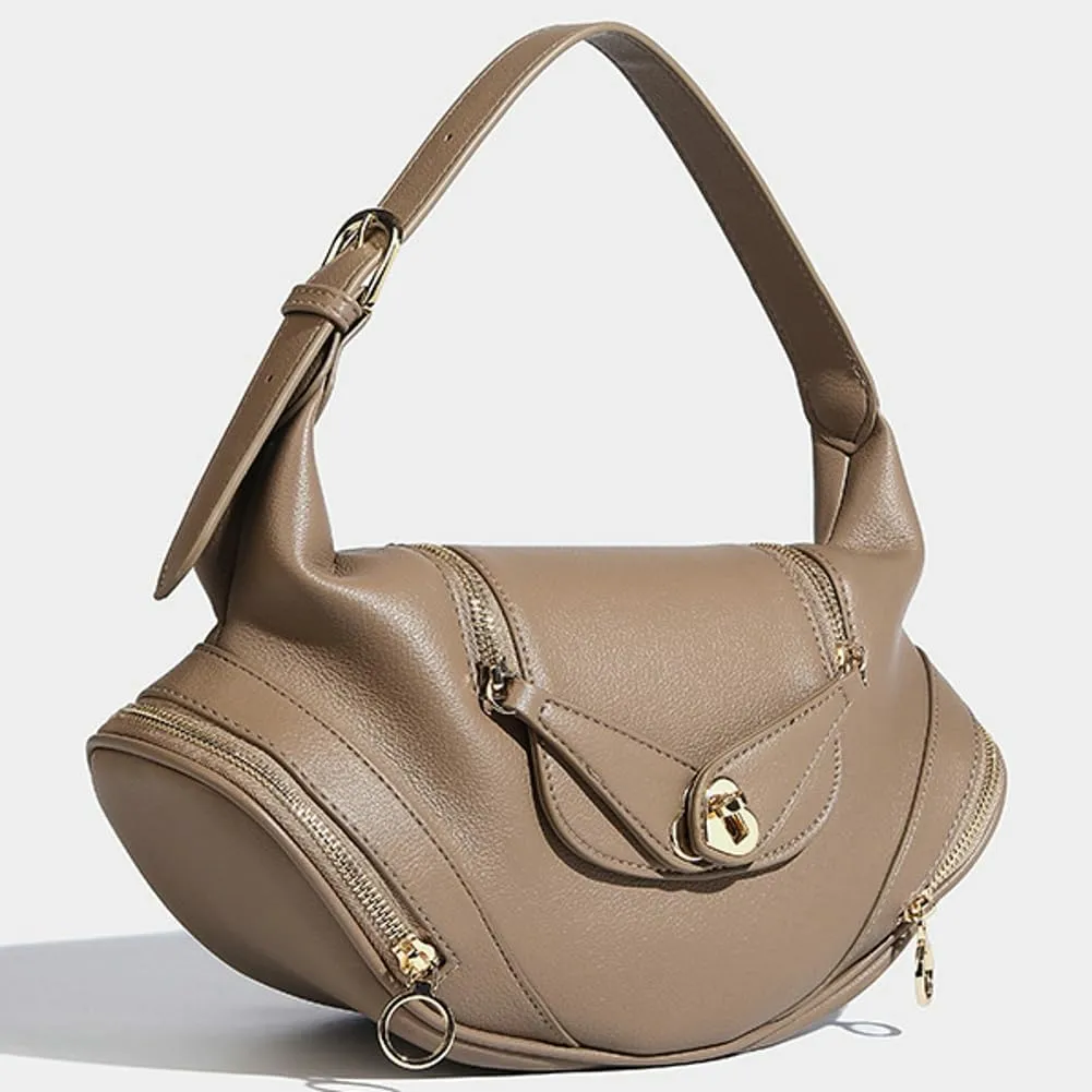 Trendy Vegan Leather Shoulder Bags for Women Small Commuting Tote Purse Handbags Designer Satchels with Buckle