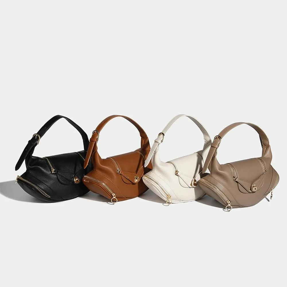 Trendy Vegan Leather Shoulder Bags for Women Small Commuting Tote Purse Handbags Designer Satchels with Buckle