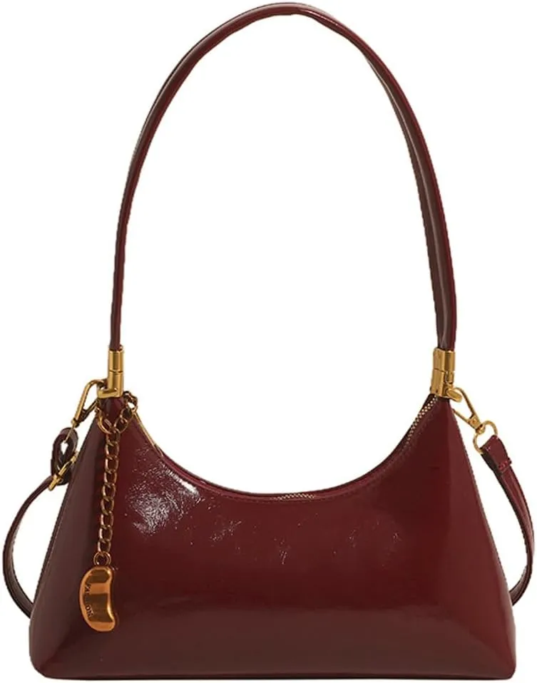 Trendy Vegan Leather Shoulder Bags for Women Small Crescent Tote Purse Y2k Handbags Designer Underarm Satchels