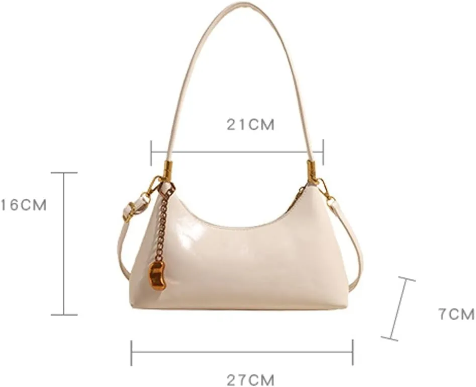 Trendy Vegan Leather Shoulder Bags for Women Small Crescent Tote Purse Y2k Handbags Designer Underarm Satchels