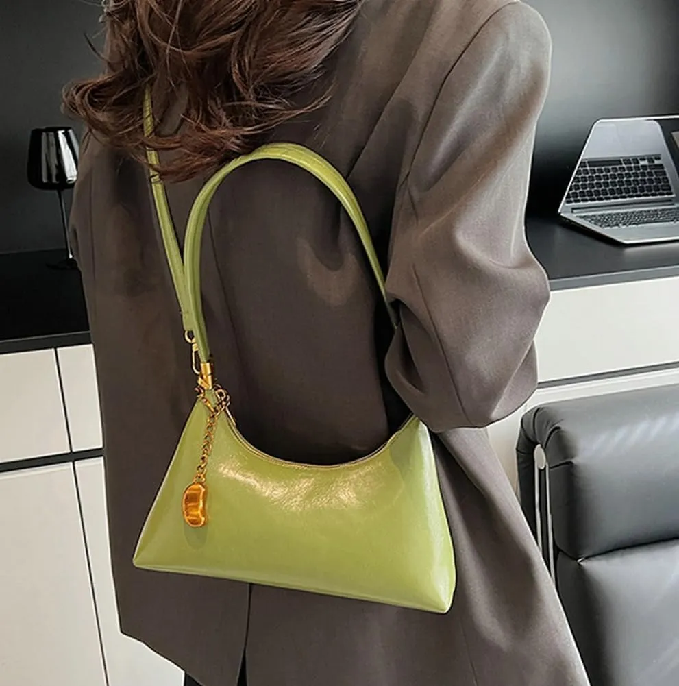 Trendy Vegan Leather Shoulder Bags for Women Small Crescent Tote Purse Y2k Handbags Designer Underarm Satchels