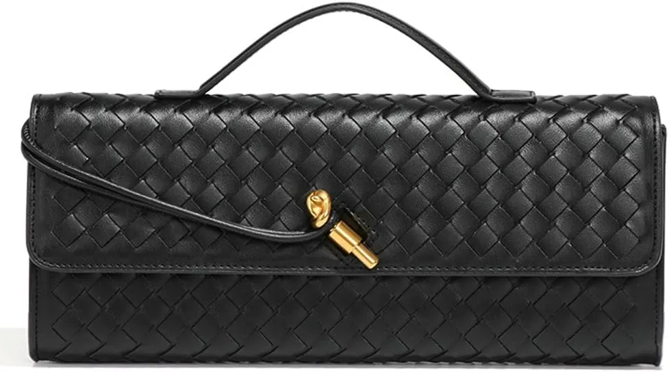 Trendy Woven Evening Clutch Purses Women Underarm Shoulder Handbag Cute Satchels Crossbody Purse PU Leather Wallet