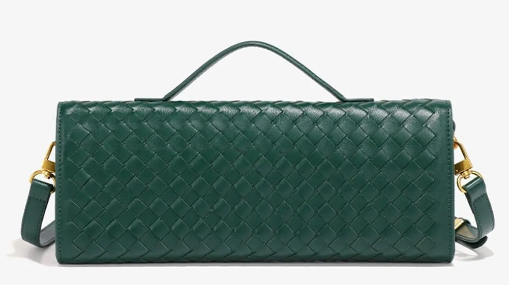 Trendy Woven Evening Clutch Purses Women Underarm Shoulder Handbag Cute Satchels Crossbody Purse PU Leather Wallet
