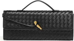 Trendy Woven Evening Clutch Purses Women Underarm Shoulder Handbag Cute Satchels Crossbody Purse PU Leather Wallet