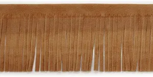 Trims By The Yard 2" Faux Suede Fringe Trim, Polyester-Made Decorative Fringe, For Western-Inspired Looks, Costumes, Fashion, Home Decor, Washable Fringes, 10-Yard Cut Beige