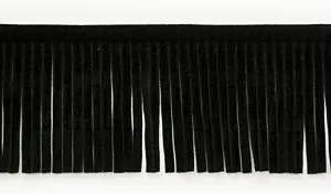 Trims By The Yard 2" Faux Suede Fringe Trim, Polyester-Made Decorative Fringe, For Western-Inspired Looks, Costumes, Fashion, Home Decor, Washable Fringes, 10-Yard Cut | Black