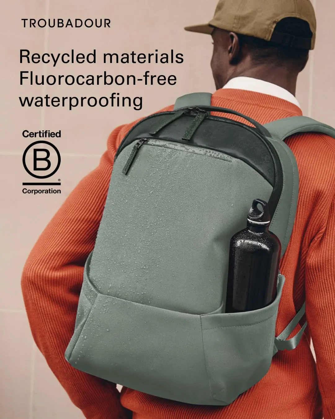 Troubadour Apex Backpack 3.0 - Premium Waterproof Laptop Backpack Fits Up to 17" - Ergonomic Design for Work and Travel - Stylish Backpack with 5-Year Guarantee - Green Smoke & Obsidian Green
