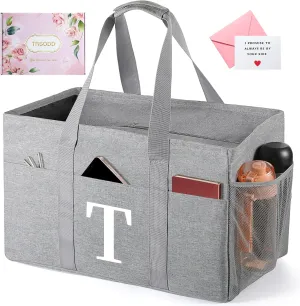 TRSODD Reusable Grocery Shopping Bags 10 Gallon Foldable Extra Large Utility Tote Bag Storage with Zipper and Handle Mothers Day Gifts for Mom Grandma Women