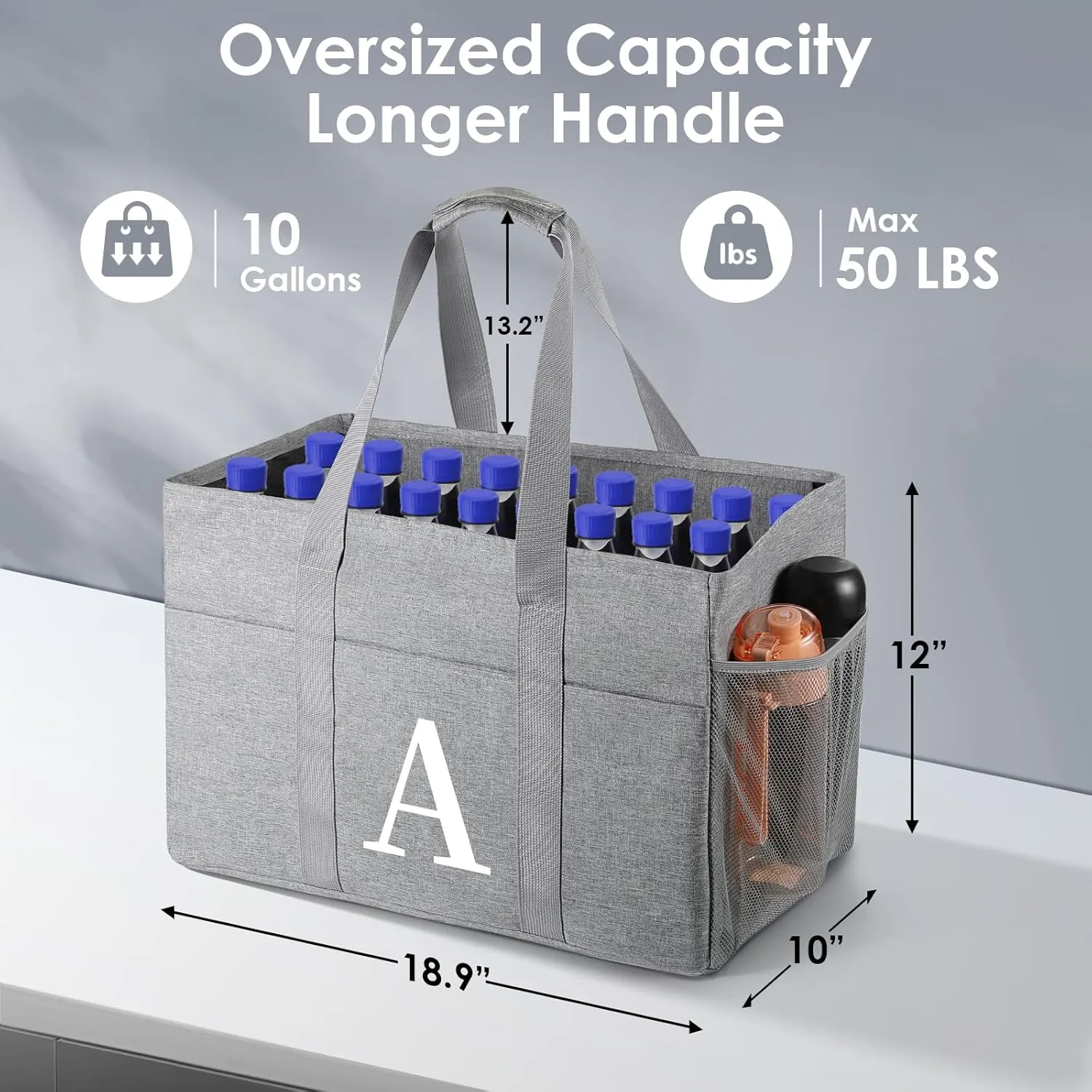 TRSODD Reusable Grocery Shopping Bags 10 Gallon Foldable Extra Large Utility Tote Bag Storage with Zipper and Handle Mothers Day Gifts for Mom Grandma Women