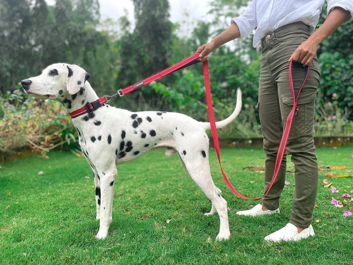 Tuff Pupper Heavy Duty Double Handle Dog Leash | Twist Locking Carabiner Dog Clip | Safety Lock Leash To Hold Strong Dogs | Reflective For Safe Night Walks | 6 Foot Dog Leash | For Medium & Large Dogs