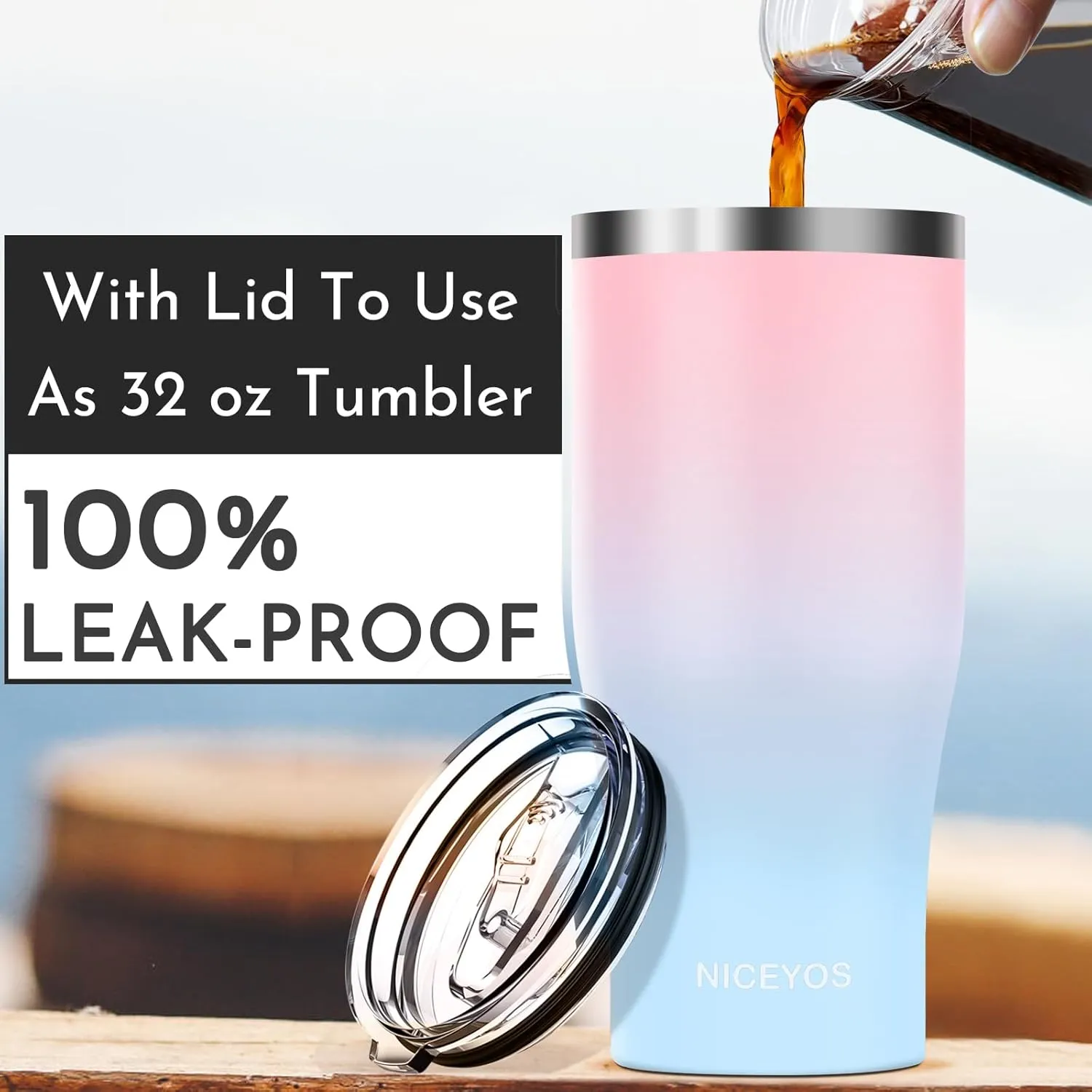 Universal Iced Coffee Sleeve - Upgraded Double Wall Reusable Stainless Steel Holder Sleeves Insulator for Cold Drinks Fits Starbucks Dunkin Donuts McDonalds Small Medium Large Cup (Pink Blue)