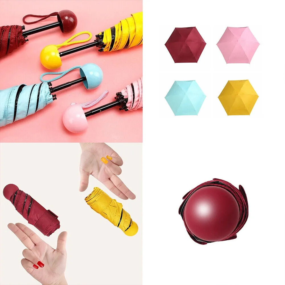 US 1-2 Pcs Mini Compact Umbrella Windproof Travel Sun Rain Capsule UV Protection