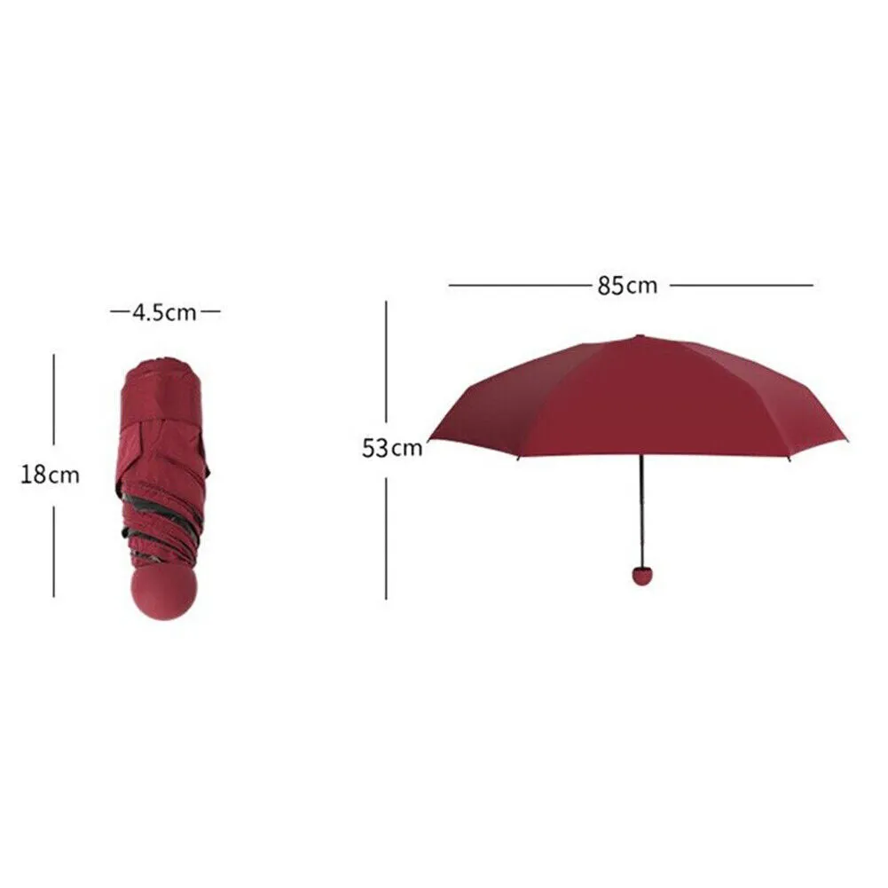 US 1-2 Pcs Mini Compact Umbrella Windproof Travel Sun Rain Capsule UV Protection