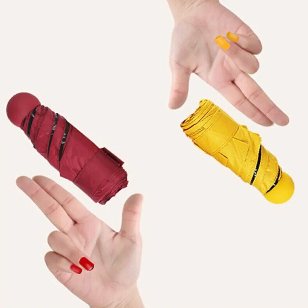 US 1-2 Pcs Mini Compact Umbrella Windproof Travel Sun Rain Capsule UV Protection