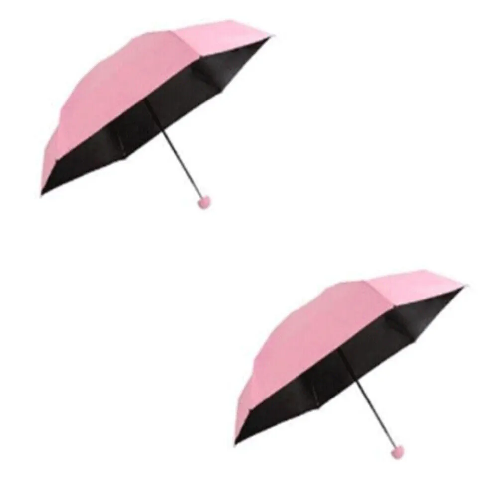 US 1-2 Pcs Mini Compact Umbrella Windproof Travel Sun Rain Capsule UV Protection