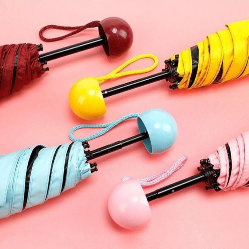 US 1-2 Pcs Mini Compact Umbrella Windproof Travel Sun Rain Capsule UV Protection