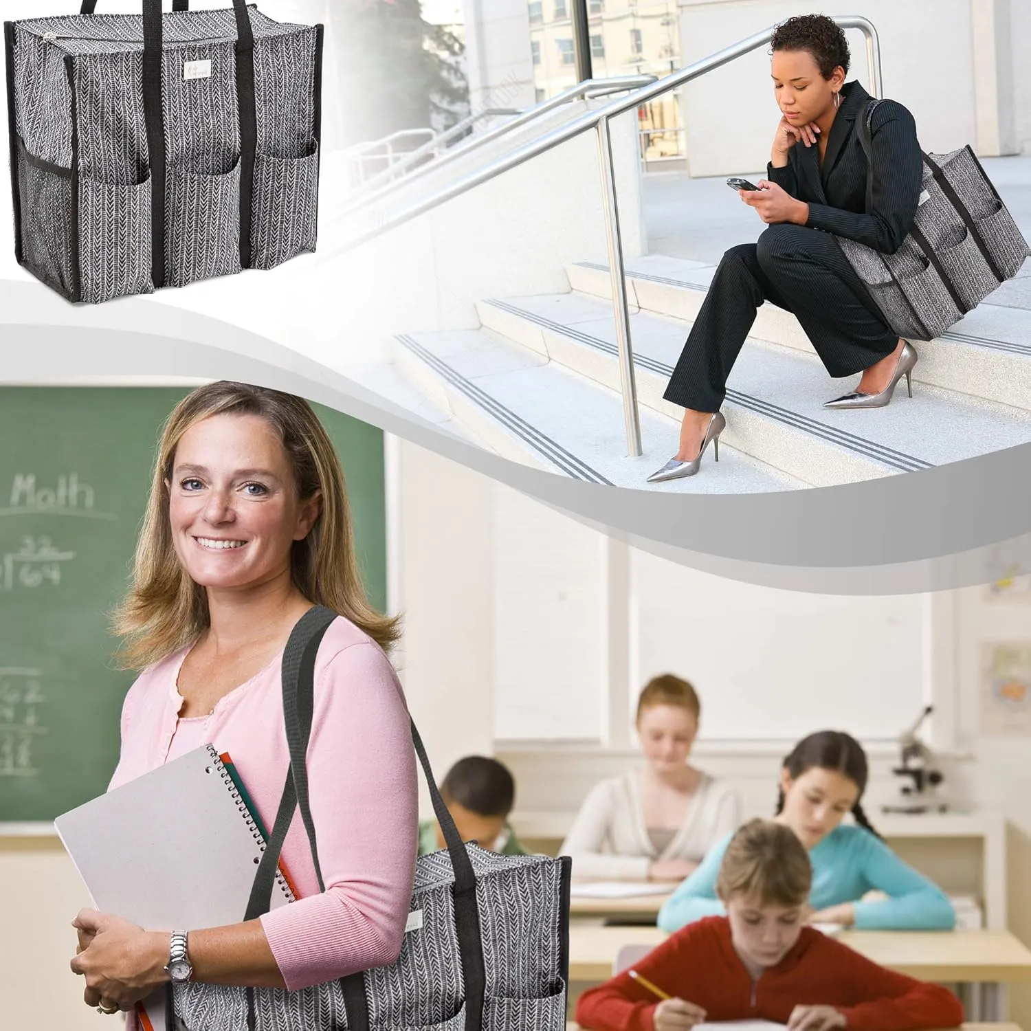 Utility Tote with Pockets & Compartments - Perfect Nurse, Teacher & Work Bag