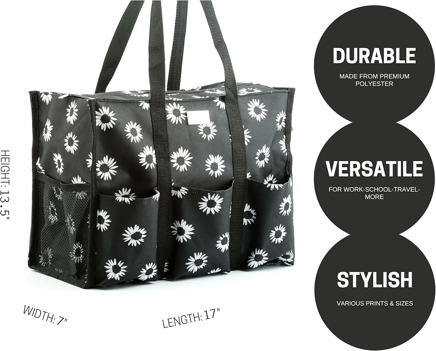 Utility Tote with Pockets & Compartments - Perfect Nurse, Teacher & Work Bag