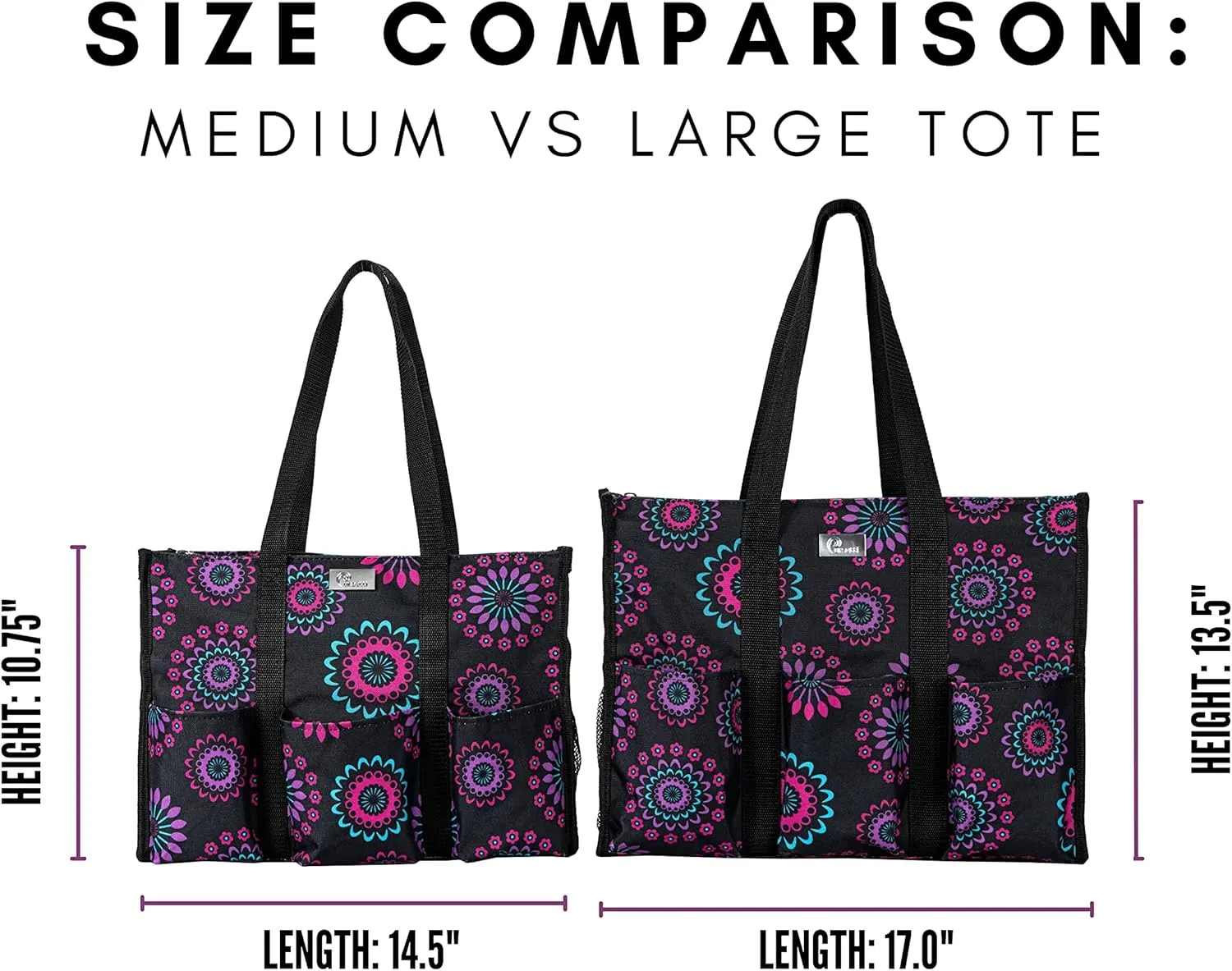 Utility Tote with Pockets & Compartments - Perfect Nurse, Teacher & Work Bag