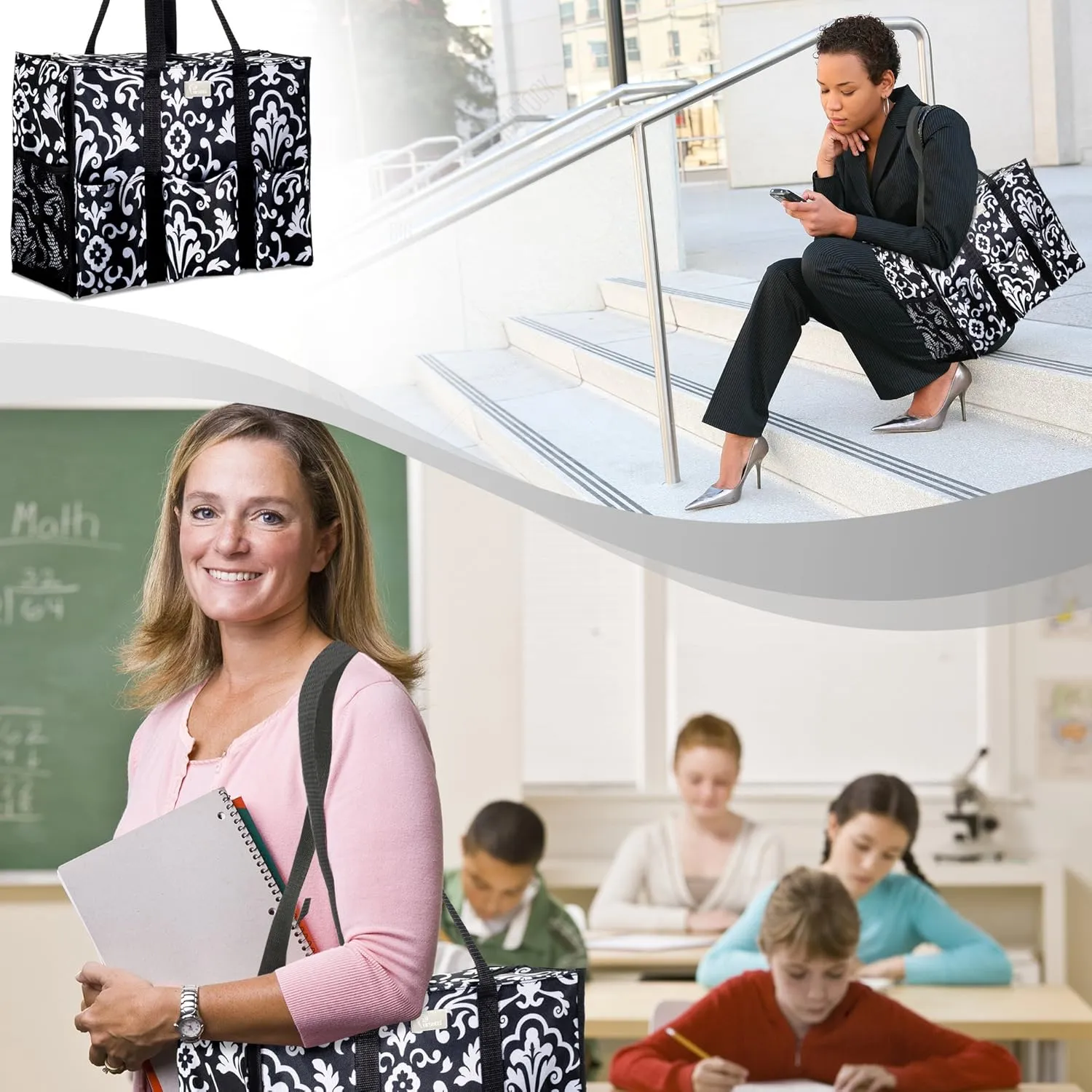 Utility Tote with Pockets & Compartments-Perfect Nurse Tote Bag, Teacher Bag, Work Bags for Women & Craft Tote